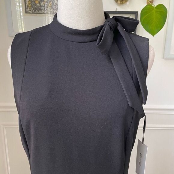 NWT Calvin Klein Sleeveless Scuba Crepe Dress Black 8 - Picture 3 of 10